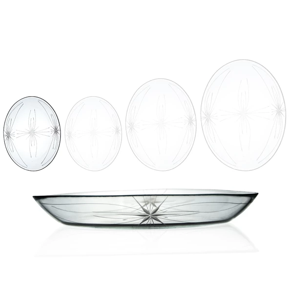 Decocia 2 Adet 25cm Oval Cam Salata Sunum Tabağı Mira Desenli ürün görseli 1