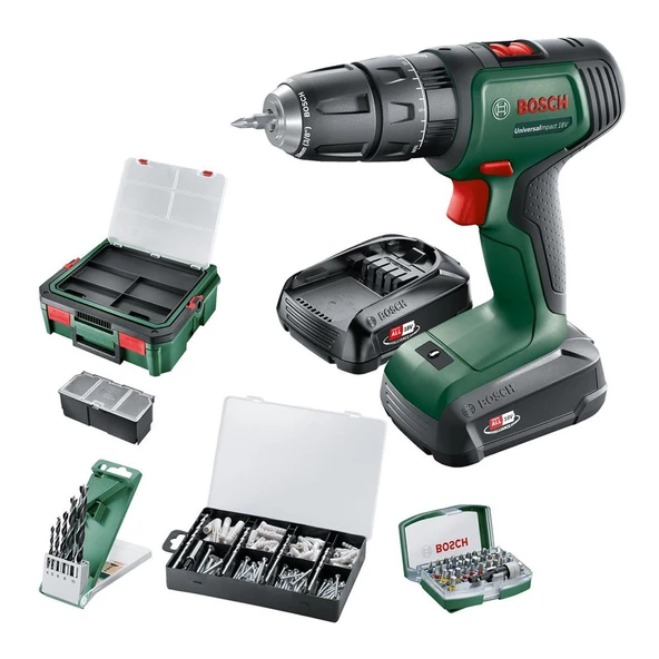 Bosch UniversalImpact 18V Akülü Matkap + SystemBox (1,5Ah, Çift Akü) - 06039D4107 ürün görseli 1