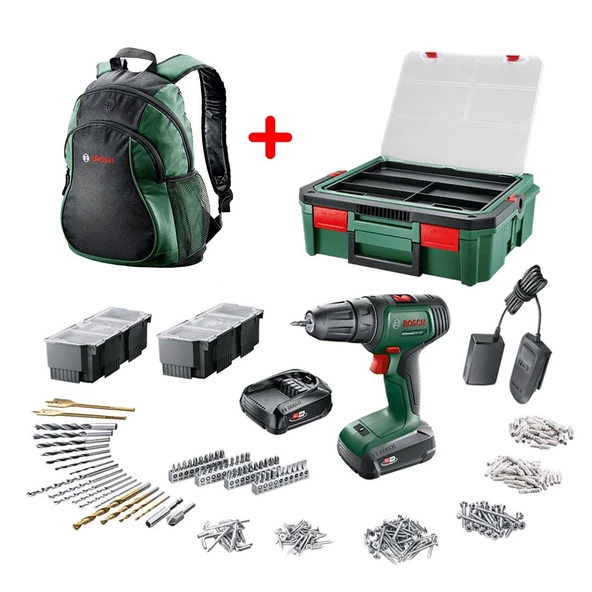Bosch UniversalDrill 18V  Akülü Matkap (1,5Ah, ÇiftAkü) SBX + 241Aksesuar Seti - 06039D4003 ürün görseli 1