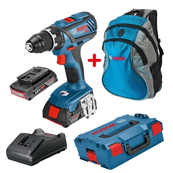 Bosch GSR 18V-28 (2 x 2.0 AH) Çift Akülü Vidalama + L-Boxx - 06019H4102 - Bosch Sırt Çantası ürün görseli 1