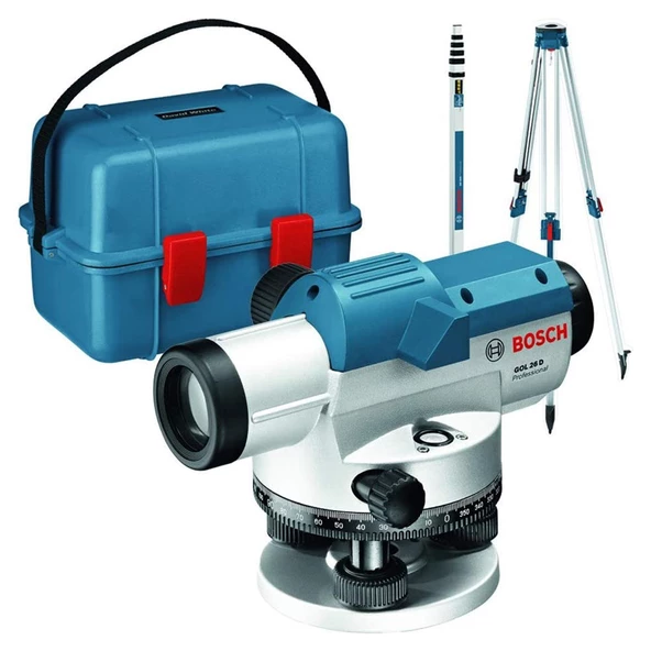 BOSCH Professional GOL 26 D+BT 160 Tripod+GR 500 Mira (100 Metre) Optik Nivelman - 0601068002 ürün görseli 1