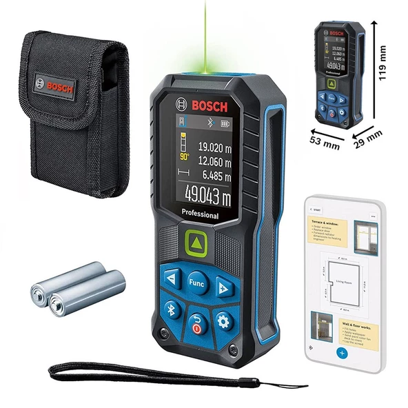 Bosch GLM 50-27 CG Yeşil Lazerli Uzaklık Ölçer 50mt - 0601072U00 ürün görseli 1