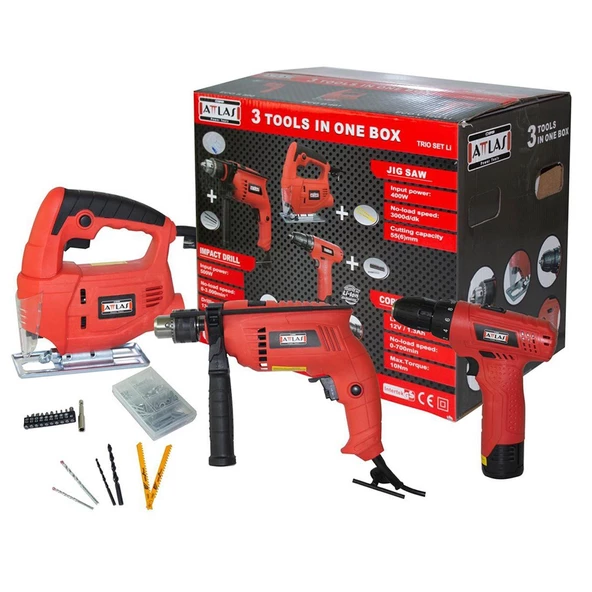 Attlas Trıo Set (Matkap + Dekupaj + 12v Li-on Vidalama - A0602025 ürün görseli 1