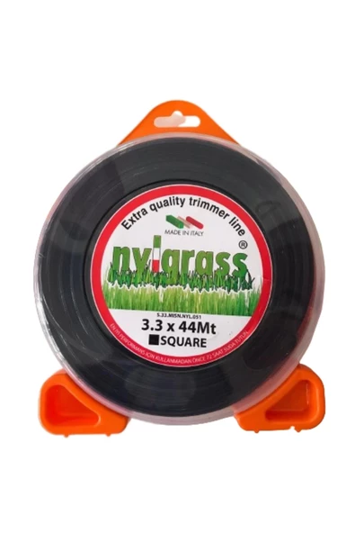 NYLGRASS Siyah 4 Köşe Tırpan Misinası Misinesi 3.3mm 44 Metre (Yüksek Kaliteli) ürün görseli 1