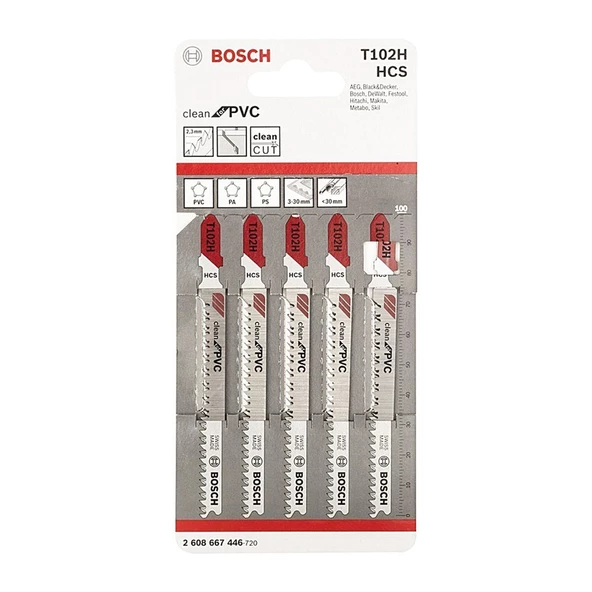 Bosch Dekupaj Bıçağı Cleanfor Pvc T102H 5'Li - 2608667446 ürün görseli 1