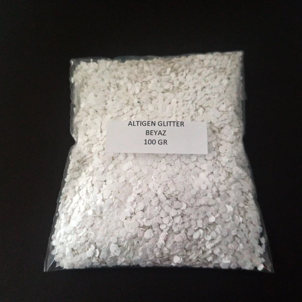 GLİTTER ALTIGEN EPOKSİ SÜSLEME PULU NAİL ART MAKYAJ SİM BEYAZ 100 GR ürün görseli 1
