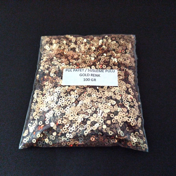 SÜSLEME PULU ORTASI DELİK GLİTTER TAKI VE TEKSTİL DİKİLEBİLİR SÜSLEME PULU 3 MM GOLD 100 GR ürün görseli 1