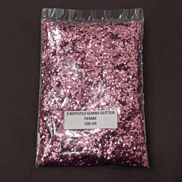 GLİTTER  EPOKSİ REÇİNE  SÜSLEME PULU ÜÇ BOYUTLU ELMAS GÖRÜNÜMLÜ NAİL ART MAKYAJ  SİM PEMBE 100 GR ürün görseli 1
