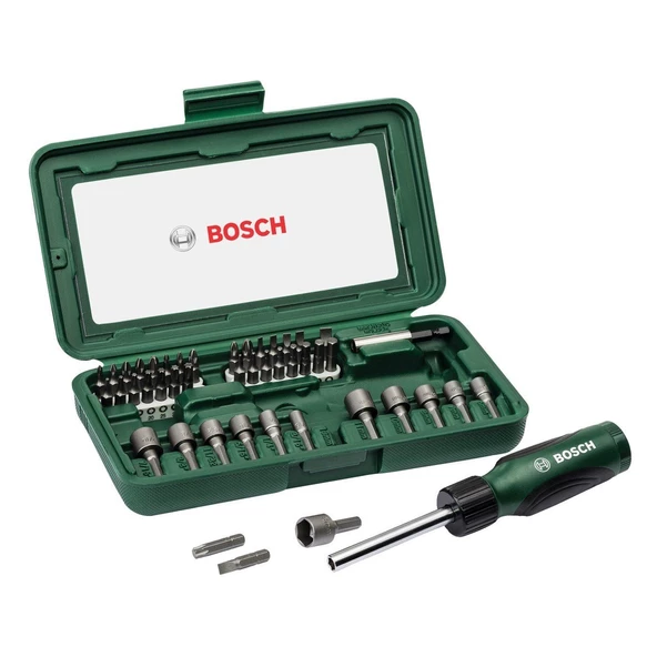 Bosch 46 Parça Cırcır Tornavidalı Vidalama ve Lokma Uçlu Aksesuar Seti - 2607019504 ürün görseli 1
