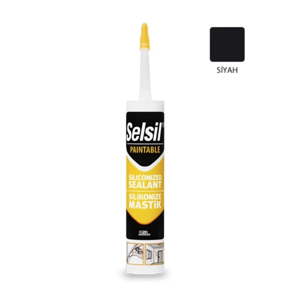 Selsil Silikonize Mastik Siyah 500Gr ürün görseli 1