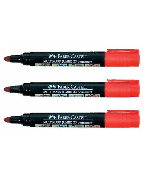 Faber Castell Markör Permanent Jumbo Kırmızı Kalem 3lü ürün görseli 1