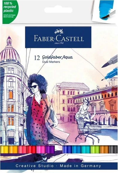 Faber Goldfaber Aqua Çift Uçlu Markör Kalem 12 Li 881646120 ürün görseli 1