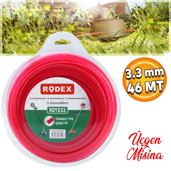Rodex RDY233 Misina Motorlu Tırpan Üçgen Misina 3.3 mm 46 Metre Çim Ot Biçme Teli ürün görseli 1