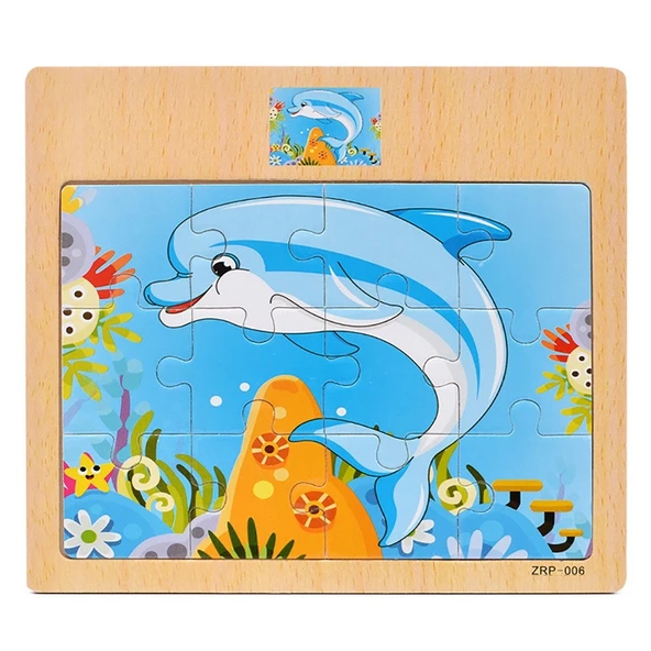 Hayal Sepeti YUNUS resimli Ahşap Çocuk Puzzle 12 Parça 15x17cm ürün görseli 1