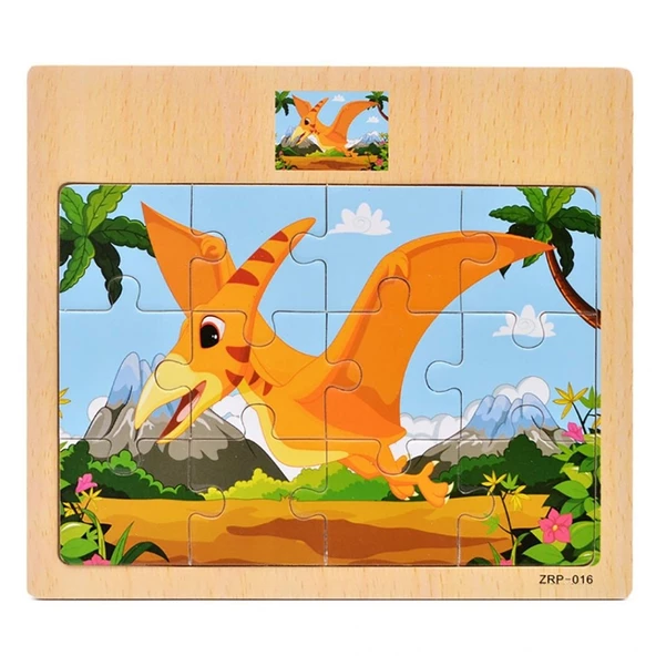 Hayal Sepeti DİNAZOR KUŞ resimli Ahşap Çocuk Puzzle 12 Parça 15x17cm ürün görseli 1