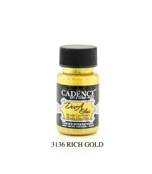 Cadence Dora Glass Metalik Cam Boyası 50 ml. 3136 RICH GOLD ürün görseli 1