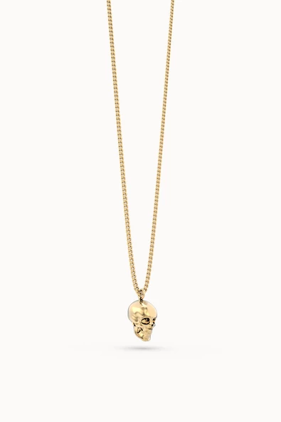 Chocli 18 Ayar Altın Kaplama Skull Kolye - Resim 6