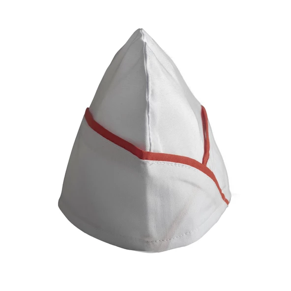 Şensel, Kep, Beyaz, Kırmızı Biyeli -4E210- Aşçı Kepi, İş Kıyafeti ürün görseli 1