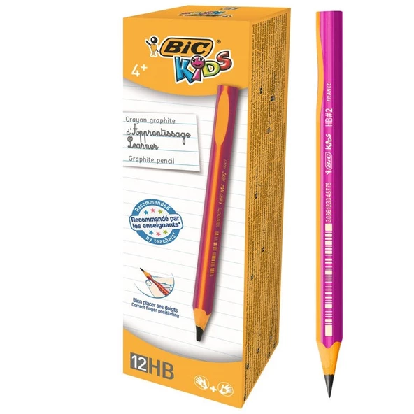 Bic Kids Evolution Üçgen Jumbo Kurşun Kalem Pembe 12li Kutu ürün görseli 1
