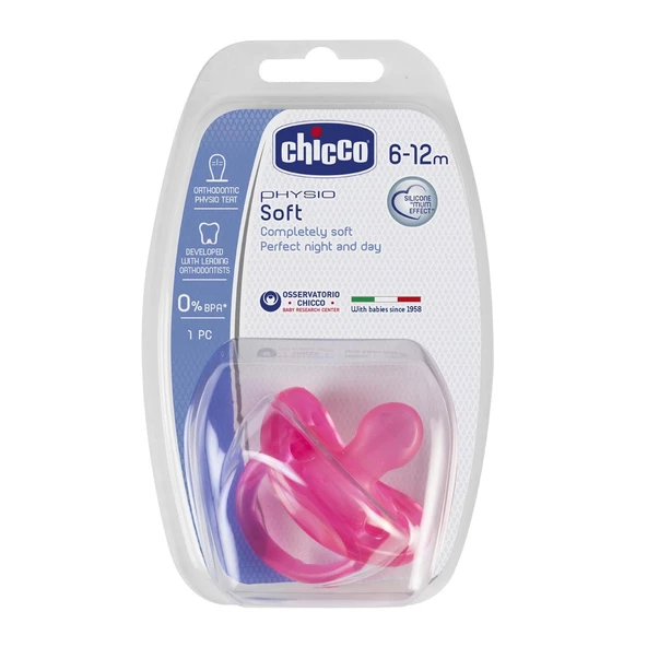 Chicco Physio Soft Silikon Emzik 12 Ay Pembe ürün görseli 1