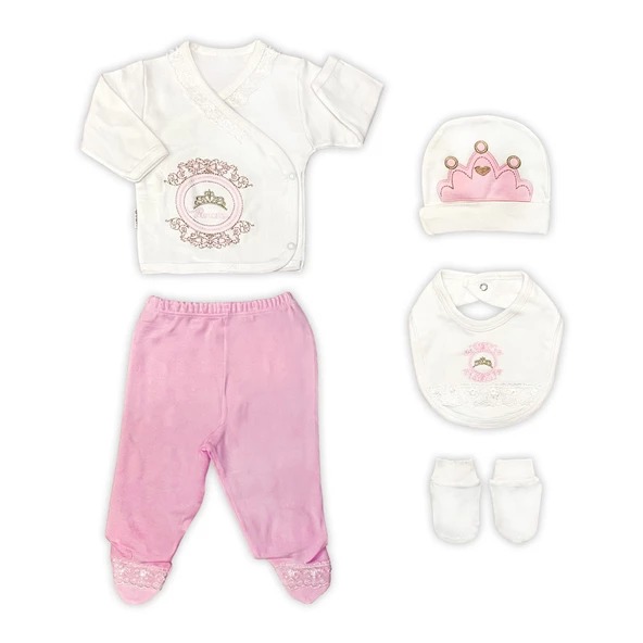 Sema Baby Prenses Lüks 5 Parça Hastane Çıkışı Zıbın Seti ürün görseli 1