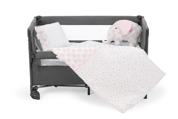Sema Baby 6 Parça Lüks Park Yatak Bebek Uyku Seti - Pembe Fil ürün görseli 1