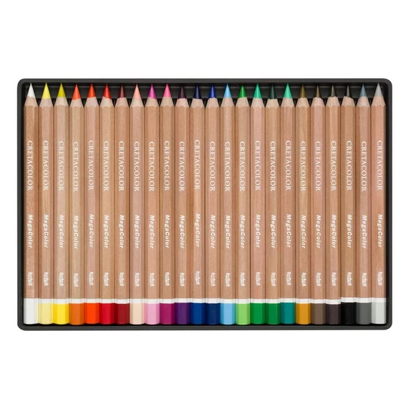 Cretacolor Mega Color Kalın Kuru Boya 24 Renk Metal Kutu (290 24) ürün görseli 1