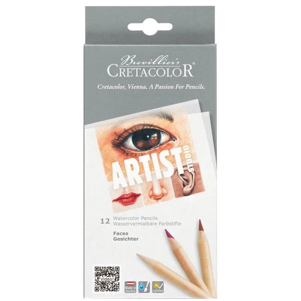 Cretacolor Artist Studio Watercolor Pencils FACES Set 12 Renk Sulandırılabilir Portre Çizim Seti (283 10) ürün görseli 1