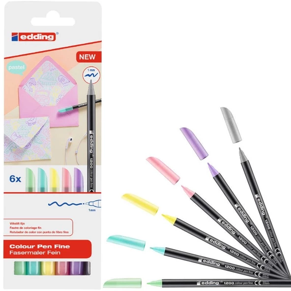 Edding 1200 Grafik Kalemi 6lı PASTEL RENKLER ürün görseli 1