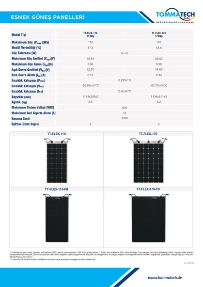 TommaTech 170Wp Flexible(Esnek) Güneş Paneli - Resim 4