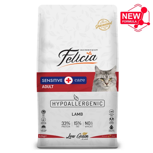 Felicia Yetişkin Kuzu Etli Az Tahıllı Hypoallergenic Kedi Maması 12 Kg ürün görseli 1
