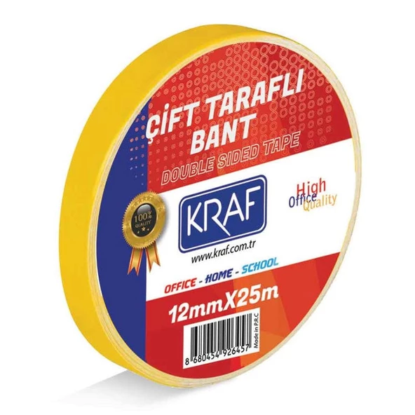 Kraf Çift Taraflı Bant 12 mm x 25 mt ürün görseli 1