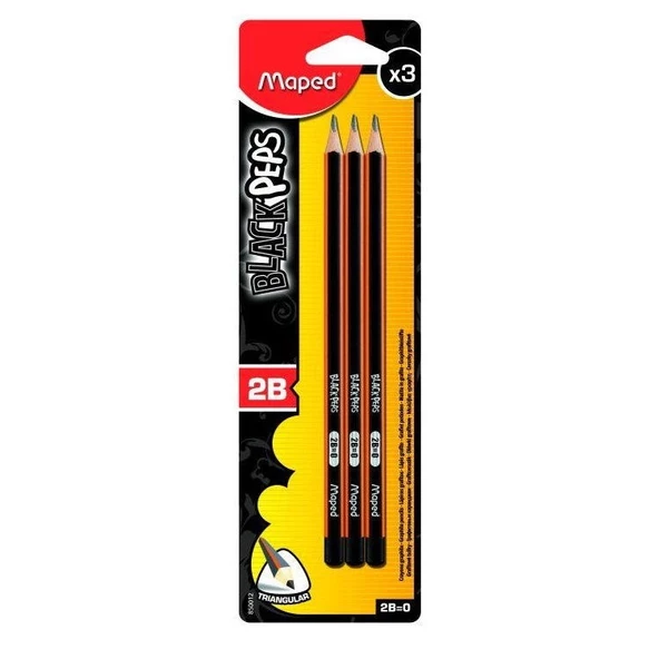 Maped Black Peps 2B Kurşun Kalem 3lü Paket 850012 ürün görseli 1