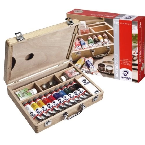 Van Gogh Basic Box Ahşap Çantalı Akrilik Boya Seti ürün görseli 1