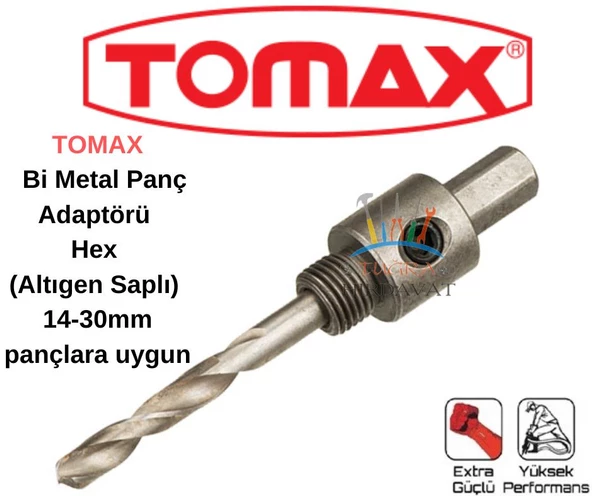 Tomax Hss Bi Metal Panç Adaptörü Hex (Altıgen Saplı) 14-30 mm ürün görseli 1