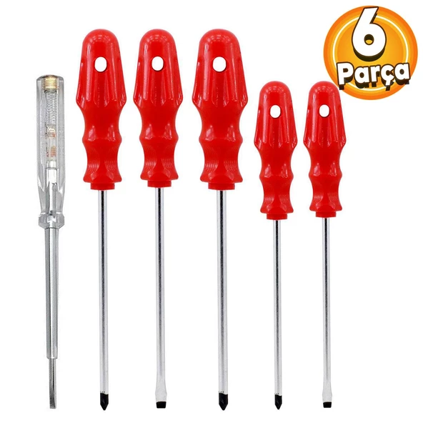 Tornavida Seti Düz Yıldız Uçlu Kontrol Kalemi (6'Li SET) ürün görseli 1