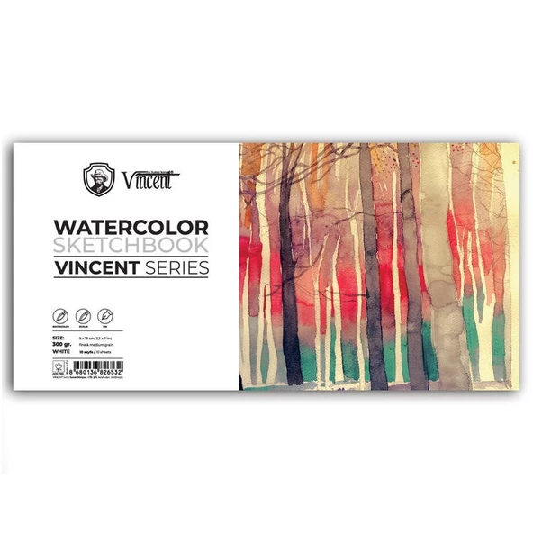 Vincent Watercolor Sketchbook White Suluboya Blok 300 gr 9x18 cm 10 Sayfa ürün görseli 1
