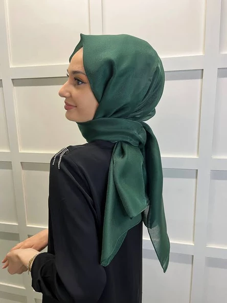 Siyane Scarf Tül Görünümlü Şal - Pırlanta Abiye Düğünlük Şal 00790  ZÜMRÜT ürün görseli 1
