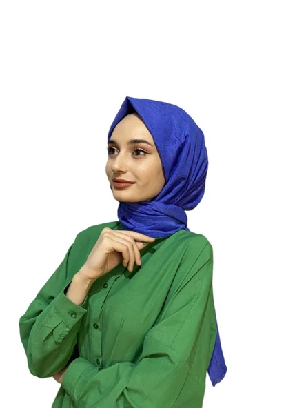 Loryan Scarf Viva Crush Pamuklu Şal 00380  İNDİGO ürün görseli 1
