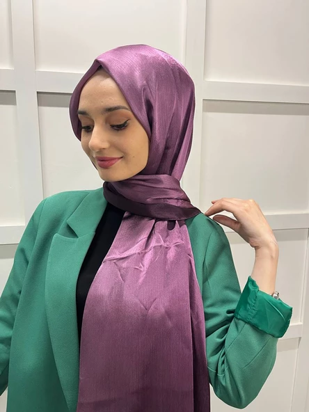 Piramit Degrade Janjan, Janjanlı Şifon Şal 00799  GÜL KURUSU ürün görseli 1
