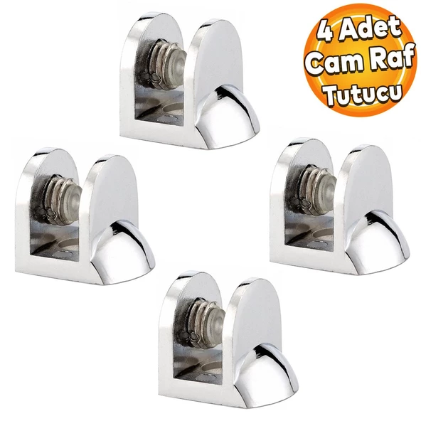 Tırnak Lüx Metal Cam Raf Tutucu Cam Etejer Menteşesi Krom Metal Vidalı 12 mm (4 Adet) ürün görseli 1