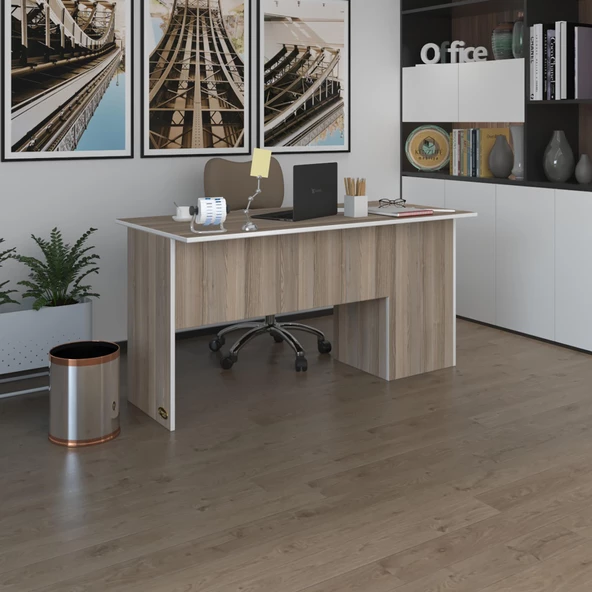 Kenzlife ofis masası miyamoto crd sol 75*160*80 raflı dolap bilgisayar çalışma masası ürün görseli 1