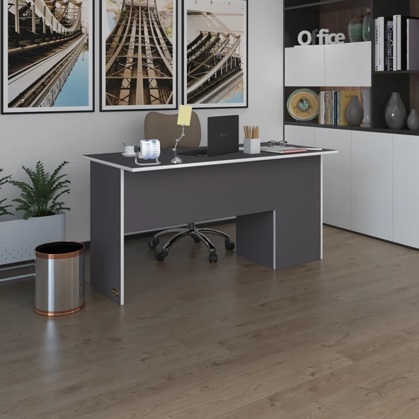 Kenzlife ofis masası miyamoto gri sol 75*170*80 kilitli kapaklı dolap bilgisayar çalışma masası ürün görseli 1