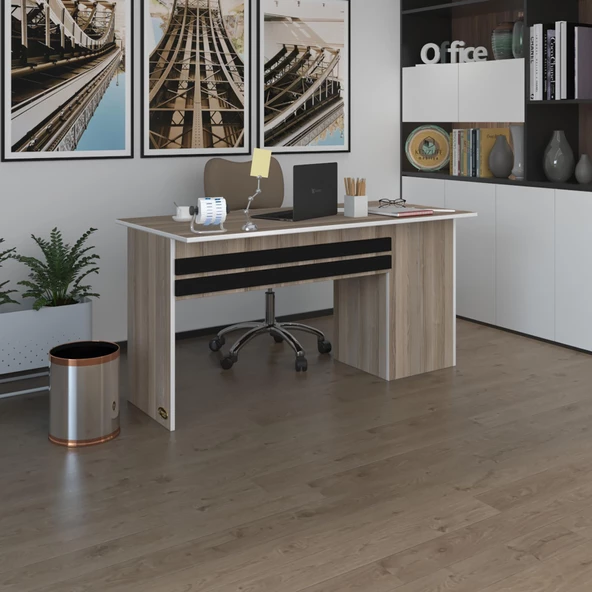 Kenzlife ofis masası kamikaze crd sol 75*120*60 raflı dolap şeritli bilgisayar çalışma masası ürün görseli 1