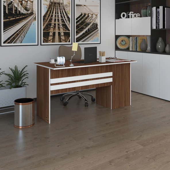 Kenzlife ofis masası kamikaze cvz sol 75*150*80 raflı dolap şeritli bilgisayar çalışma masası ürün görseli 1