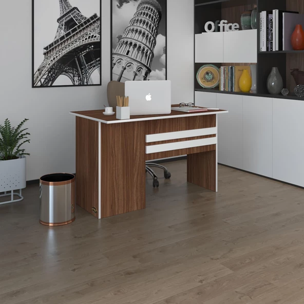 Kenzlife ofis masası kamikaze cvz sağ 75*150*80 raflı dolap şeritli bilgisayar çalışma masası ürün görseli 1
