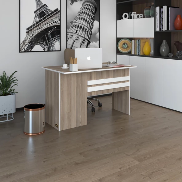 Kenzlife ofis masası kamikaze crd sağ 75*160*60 raflı dolap şeritli bilgisayar çalışma masası ürün görseli 1