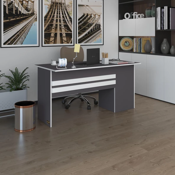 Kenzlife ofis masası kamikaze gri sol 75*110*80 kilitli kapaklı dolap şeritli bilgisayar çalışma masası ürün görseli 1