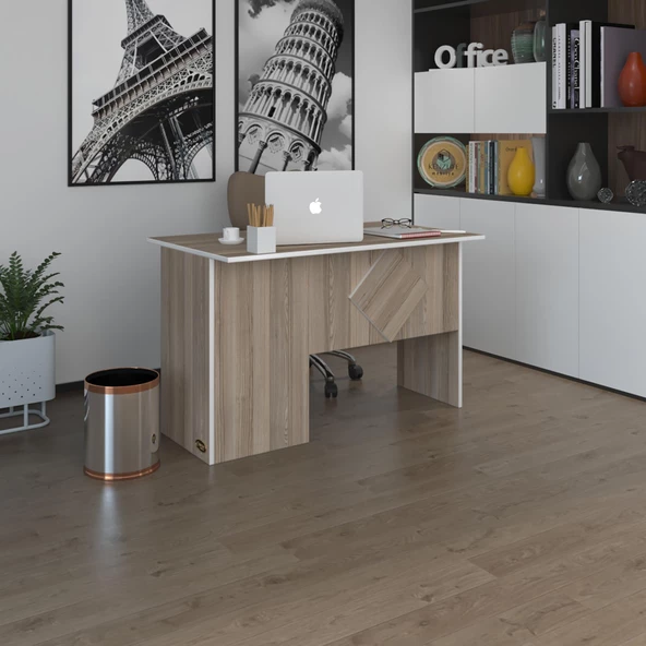 Kenzlife ofis masası yoko ono crd sağ 75*130*60 raflı dolap eşkenar bilgisayar çalışma masası ürün görseli 1