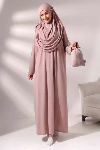 Tek Parça Namaz Elbisesi - Gül Kurusu - 5015 ürün görseli 1